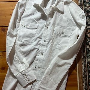 Wrangler white pearl snap shirt size small/ch/p